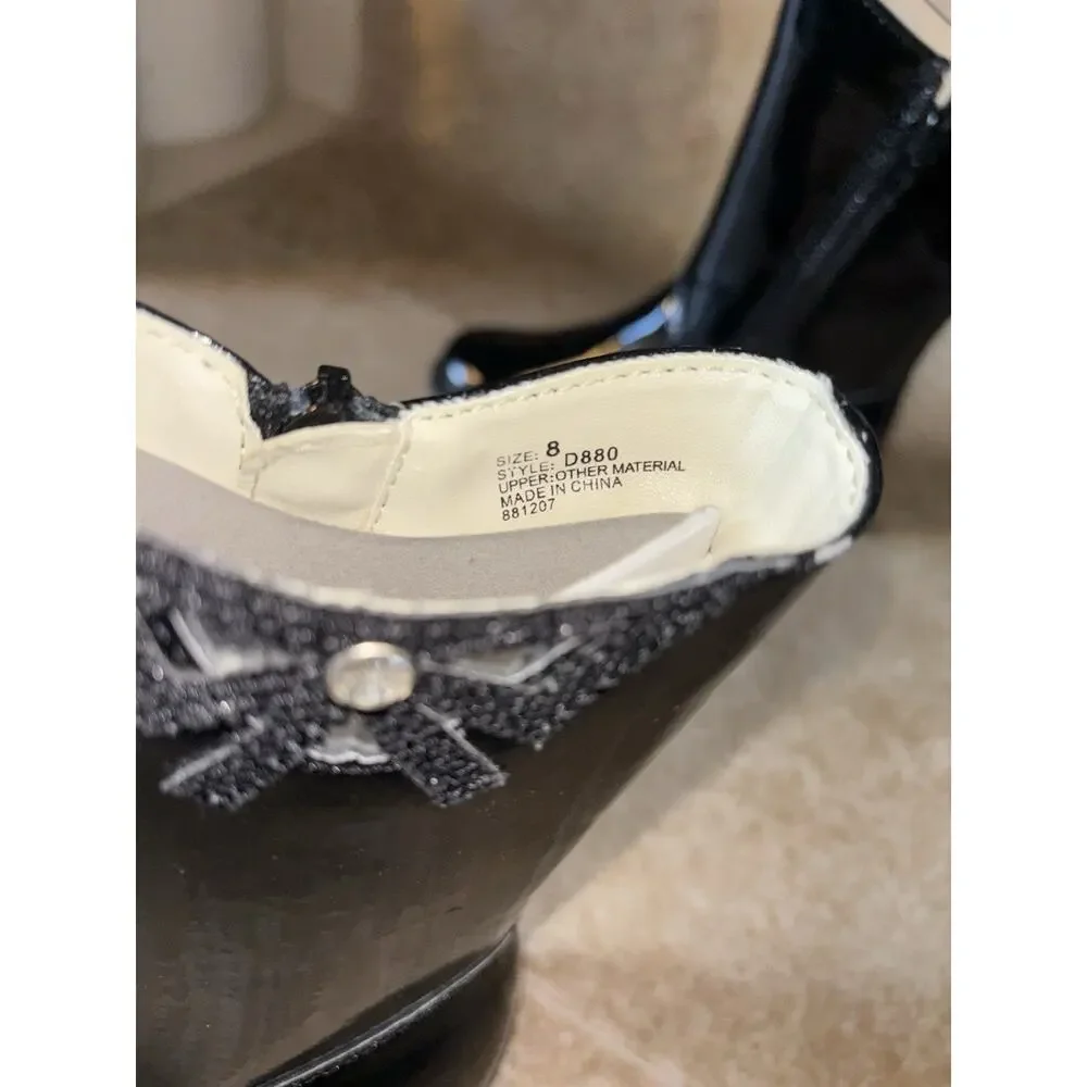 L’amour Size 8 Toddler black patent leather mid-calf boot